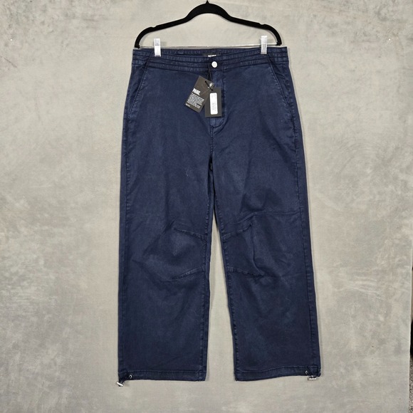 Paige Reid High Rise Jogger pant women 32 Vintage Navy Seascape wide leg NWT - Picture 1 of 10